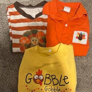Kids Thanksgiving Themed Shirts - Orange, Yellow, Brown
